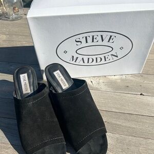 Steve Madden Black Suede Mules
